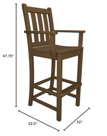 POLYWOOD® Traditional Garden Bar Arm Chair in Mahogany