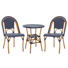 SAFAVIEH Outdoor - California 3 Piece Bistro Set - Navy Faux Wicker & Aluminum Frame - Coastal Design - Ideal for Patio, Deck, Sunroom, Dining Area (PAT9505B-KIT2)