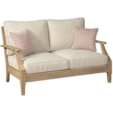 Pemberly Row Set of 2 Patio Loveseat and Arm Chair in Beige