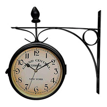EHVYBDX Clocks Outdoor Waterproof, Double-Sided Outdoor Clocks for The Garden Wall Mounted Battery Powered Metal Hanger Outside Clock