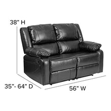 Emma + Oliver Black Faux Leather Loveseat with Built-in Recliners
