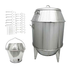 BEILOCKERY Commercial Stainless Steel Charcoal Roast Duck Oven with Temperature Display, 31.5x31.5x53 Inch BBQ Roaster with 15 Hooks & 20 Tail Pins, Multifunctional Grill