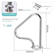 Pool Handrail, Stainless Steel Pool Railing, Pool Safety Handrail for Inground Swimming Pool, Stainless Steel Silver Pools Handrail Stair Railing