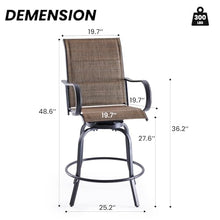 Patio Swivel Bar Stools Set of 4，All-Weather Outdoor High Bistro Stools with Textilene Fabric for Outside, Beach, Lawn, Poolside and Garden (Black/Chestnut)