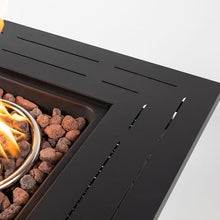 Propane Fire Pit Table with Lid, 50000 BTU Square Outdoor Gas Fireplace, Stainless Steel Burner, Steel Tabletop, Wicker Style Base, Hidden Tank Storage for Patio Deck Garden Backyard