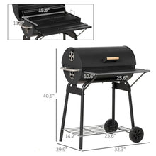 Offset Charcoal Smoker Grill Combo, 2-in-1 Barrel Style Grill & Smoker, Dual Shelves, Storage Rack & Wheels, for Backyard & Camping