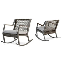 Afuera Living Contemporary Aluminum Patio Rocker, All-Weather Outdoor Chair with Rust-Resistent Frame and Three Layer Foam Seat Cushion in Gray (Set of 2), for Garden, Porch, 36.6" D x 25" W x 31" H