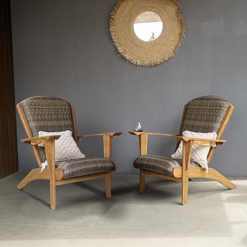 Cambridge Casual 2-Piece Camden Padded Woven Outdoor Adirondack Chair-Koboo Gray