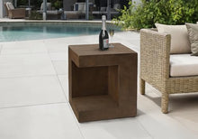 Seeheool Modern Square Outdoor Side Table with Magnesium Oxide for Patio Backyard Garden Pool Porch Lawn 22.25" x 22.25" x 24.75" Walnut