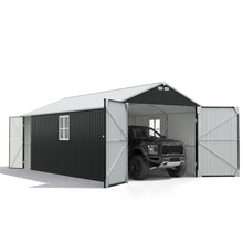 Patiowell 12x20 FT Outdoor Storage Shed, Large Metal Garden Shed, Black