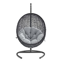 Modway Encase Sunbrella® Swing Outdoor Patio Lounge Chair in Black Gray