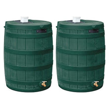 Good Ideas Rain Wizard Water Collection Barrel, 50 Gallon, Green, 2 Pack