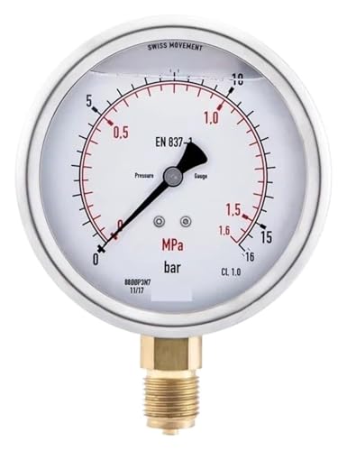 Zorlun Original EN837-1 Oil-Filled Flush Pressure Gauge 213.53.100mm Dial(-1bar -0.1MPa)