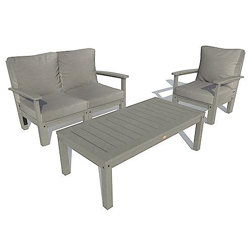 Highwood Bespoke Deep Seating Loveseat, Chair & Conversation Table Stone Gray / Coastal Teak