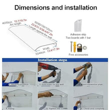 Patio Awning Canopy Outdoor Polycarbonate 50x100cm Waterproof UV Protection Arc Roof Window Shade Rain Shelter for Entrance & Porch