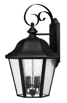 Hinkley Edgewater Large Wall Mount Outdoor Lantern, Aluminum, Clear Seedy Glass, Traditional, Black Finish