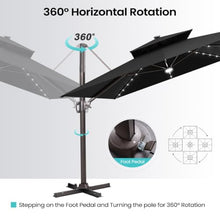 11' X 9' Solar Led Lights Patio Cantilever Umbrella with Weighted Base