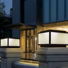 DONGDAWAN Solar Powered Pillar Lamp Lawn Column Pedestal Light with Clear Glass Modern Solar Pillar Table Light with 4 Color LED Light Source Black Simple Style for Garden Yard Pathway