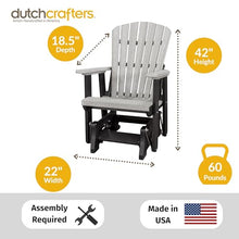 DutchCrafters Slat Fan Back Poly Adirondack Glider Outdoor Patio Chair (Tudor Brown & Weatherwood)