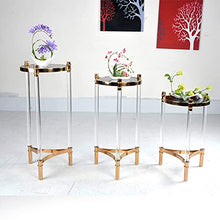BSNANCA Acrylic Plant Stand for Living Room Balcony and Office Modern Stainless Steel Flower Pot Shelf for Indoor Plants Transparent Design Perfect for Hotels and Cafes