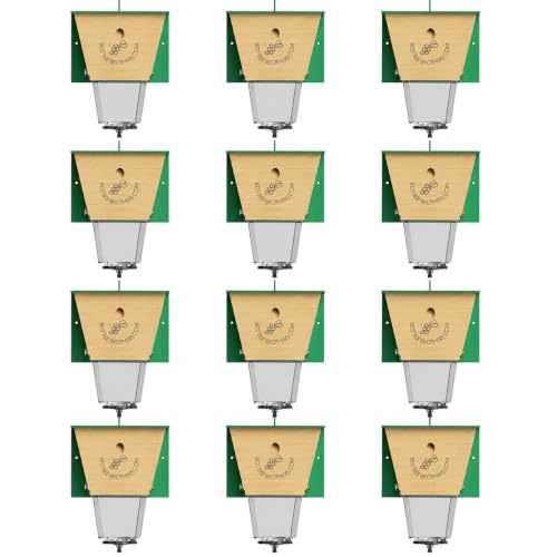 Ultimate Pro Outdoor Carpenter Bee Trap by Best Bee Brothers, Green 12-Pack