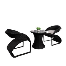 GLigeT Balcony Table and Chair Set Garden Furniture Set Outdoor Tables and Chairs Household Rattan Chair Three-Piece Leisure Outdoor Garden and Terrace Set Bistro Table Set (Color : Black)