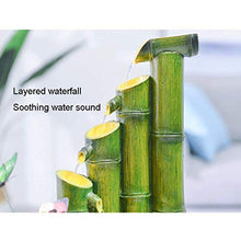 Indoor Water Fountain,Tabletop Water Fountain Indoor Fountain Resin Bamboo Zen Garden Water Fountain Spout Indoor/Outdoor 7.9-Inch Round Flat Base Smooth Split-Resistant Natural St