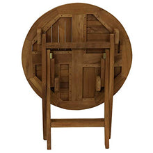 Sunnydaze Round Teak Wood Folding Bistro Table, 31” Dia, Light Brown