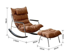 Mid-Century Rocking Chair With Footrest Stainless Steel Frame Lounge