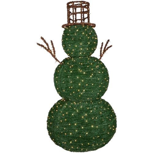 Northlight Lighted Commercial Topiary Snowman Outdoor Christmas Decoration 6.5' Green