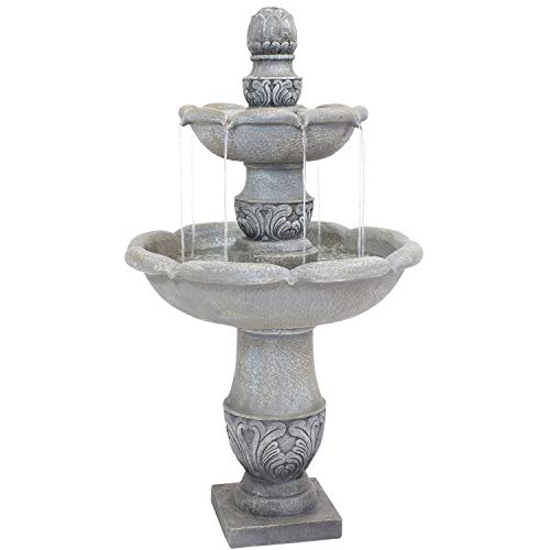 Sunnydaze 50-Inch 2-Tier French Garden Outdoor Water Fountain - Dusty Gray