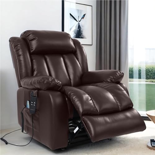 HTERWQEA PU Leather Power Lift Recliner Chair with Heat Massage