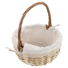 Woven Rattan Picnic Basket with Handle – Round Market Basket for Flowers, Fruit, Vegetables & Storage