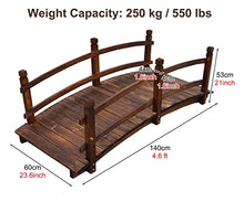 CMYUN Rustic Natural Wood Garden Bridge for Outside, Farm Creek Backyard Small Decorative Pond Bridges/Footbridge, 140cm/ 4.6ft Long