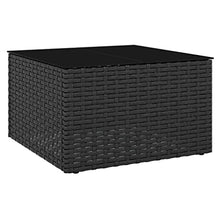 2 Piece Patio Lounge Set with Cushions, Black Poly Rattan Outdoor Furniture