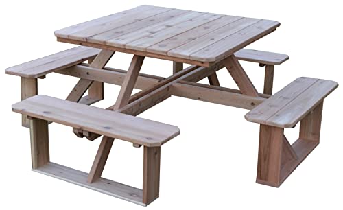 Furniture Barn USA- Cedar 44" Square Picnic Table, Unfinished
