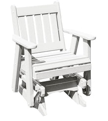 Ecommersify Inc Amish Craftsmanship Made in USA 2FT Heavy Duty Poly Lumber Wood Porch Glider Premium Colors HDPE with No Wood fibers Mission English Series Design 500 lbs Limit Solid-White