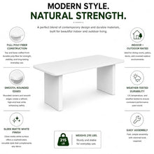 Modern Indoor/Outdoor Matte White 78.7" Rectangular Poly-Fiber Dining Table