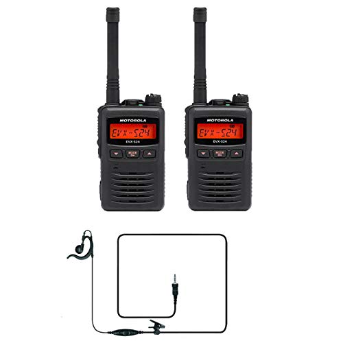 Motorola Solutions 2 EVX-S24 Digital UHF Radios & 2 MH-89A4B Headsets Black
