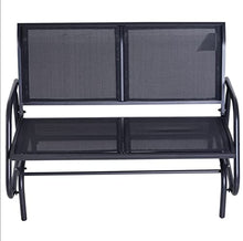 HIHELO Outdoor Rocker Garden Bench Loveseat Sofa Bench Perfect for Garden Patio Front Porch Back Yard - Dark Grey/Beige (Color : Brass)