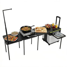 Hubxinly Outdoor Grill Cart Table with Wheels Portable Folding Camp Cook
