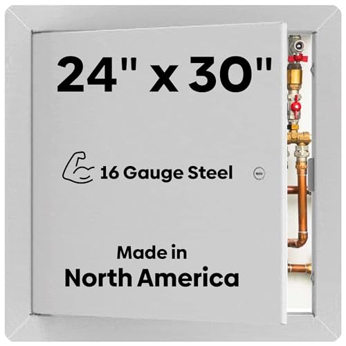 BEST BA-AHD 24" x 30" Metal Access Panel with Concealed Pin Hinge, LEED Compliant 16-Gauge Steel Access Door for Non-Rated Drywall/Ceilings, White Drywall Panel with Rounded Corners, Screwdriver Latch