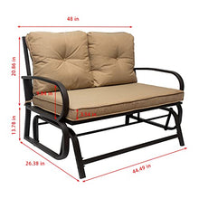 HSQQ Outdoor 2-Seat Patio Glider Bench 47” Steel Double Rocking Loveseat with Beige Cushions Patio Glider Rocker Swing Chairs for Garden, Backyard, Porch