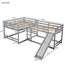 Jintop L-Shaped Bunk Bed with Slide & Ladder Grey