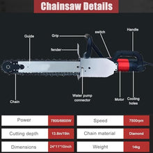 Concrete Saw, 7800W/8800W/7500 RPM Diamond Chain Brushless Electric Concrete Chain Saw, Wet Electric Wall Groove Cutting Machine for Slotted Rebar, Marble, Bricks and Marble,8800W