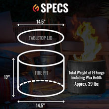 El Fuego Wax-Burning Fire Pit with Refill, Graphite Grey
