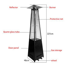 AIZYR Pyramid Patio Gas Heater, Outdoor Free Standing Propane Heater with Wheels and Quartz Glass Tube for Indoors and Outdoors,Black