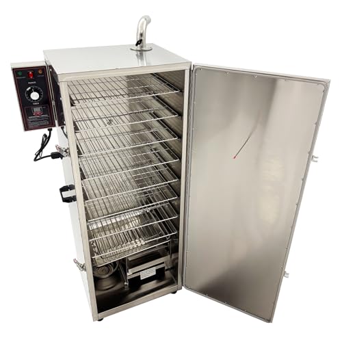 IntXanth Electric BBQ Meat Smoker Side Wood Chip Loader Grill Sausage Smoke Oven 9 Detachable Racks 110V Stainless Steel