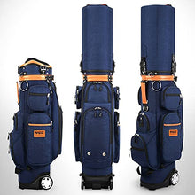 ACXZ Golf Travel Bag with 10 Way Dividers, Rain Cover, Cooler & Shoe Pocket, Wheels Dark Blue