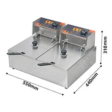 ERoomQ Commercial Fryer, Stainless Steel Fryer with Adjustable Temperature and Temperature Control, Removable Basket and Stainless Steel Lid, for Home and Commercial Use, Easy to r,Double Cylinder